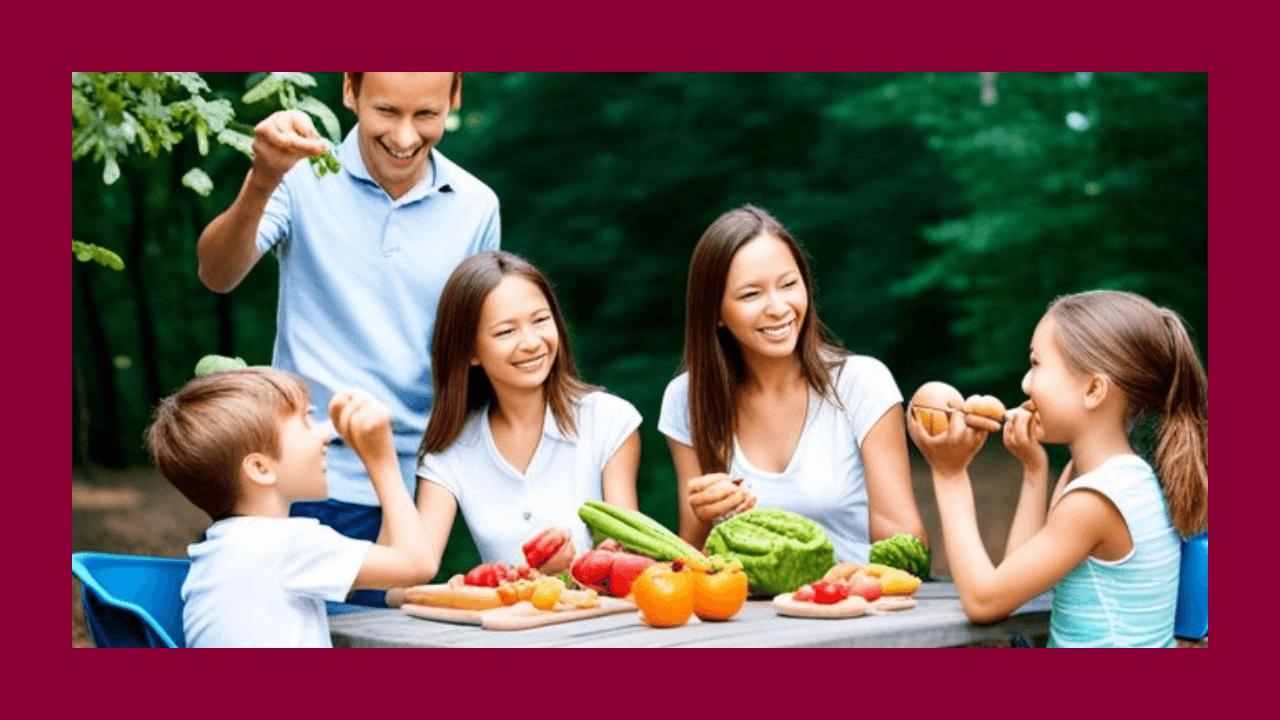 Familia-comiendo-frutas-verduras-mesa-campo